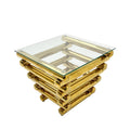 Gold Stainless Steel Clear Tempered Glass Coffee Table For Bed Room, Living Room Clear,Gold Modern Open Storage Stainless Steel,Tempered Glass