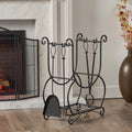 Log Rack And Tools Matt Black Iron