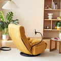 Adjustable Head And Waist, Game Chair, Lounge Chair In The Living Room, 360 Degree Rotatable Sofa Chair,Rotatable Seat Leisure Chair Deck Chair Yellow Metal Soft Cotton Metal