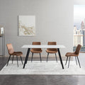 Dining Table With Sintered Stone Table Top And Metal Legs, Modern Kitchen Table For Living Room, Dining Room,Home And Office, White Table Matte White Seats 4 Dining Room Kitchen & Dining Tables Rectangular Carbon Steel Sintered Stone