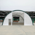 Single Truss Arch Storage Shelter W30'Xl65'Xh15' 11Oz Pe White Green Steel