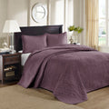 Reversible Bedspread Set Purple Queen Purple Cotton