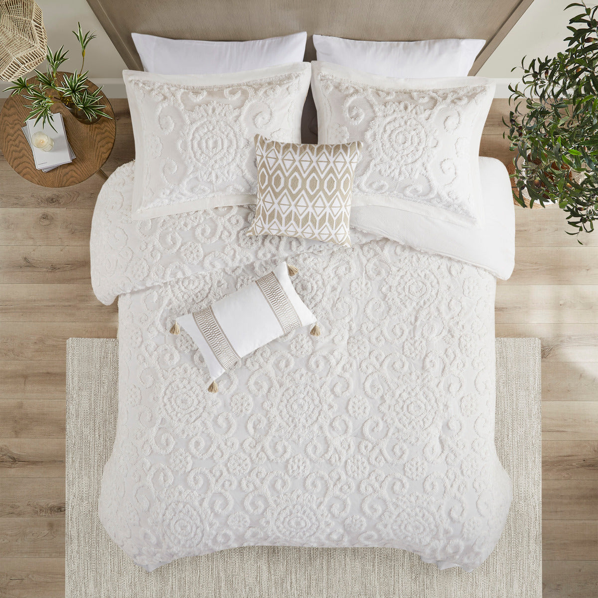 Comforter Mini Set Ivory King King Ivory Cotton