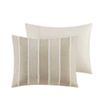 3 Piece Striped Cotton Comforter Set Taupe King Cal King Taupe Cotton