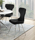 Ultra Modern Dining Furniture Set Of 2 Side Chairs Black Velvet Upholstery Chrome Finish Metal Legs Black,Chrome Dining Room Ultra Modern Side Chair Set Of 2 Metal