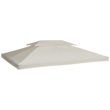 Outsunny 13' X 10' Gazebo Replacement Canopy, 2 Tier Top Uv Cover For 9.84' X 9.84' Outdoor Gazebo, Cream White Top Only Cream White Polyester