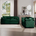 Modern Fabric Living Room Sofa Two Piece Set, Two 2 Seater Sofas With 8 Cushion Upholstery Large Deep Seat Recliner, Green Corduroy Fabric Green Corduroy 4 Seat