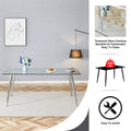 Table And Chair Set.Modern Rectangular Glass Dining Table With A Tempered Glass Tabletop And Silver Metal Legs, Paired With Multiple Chairs Designed With Pu Cushions And Silver Metal Legs. Silver White Seats 6 Tempered Glass