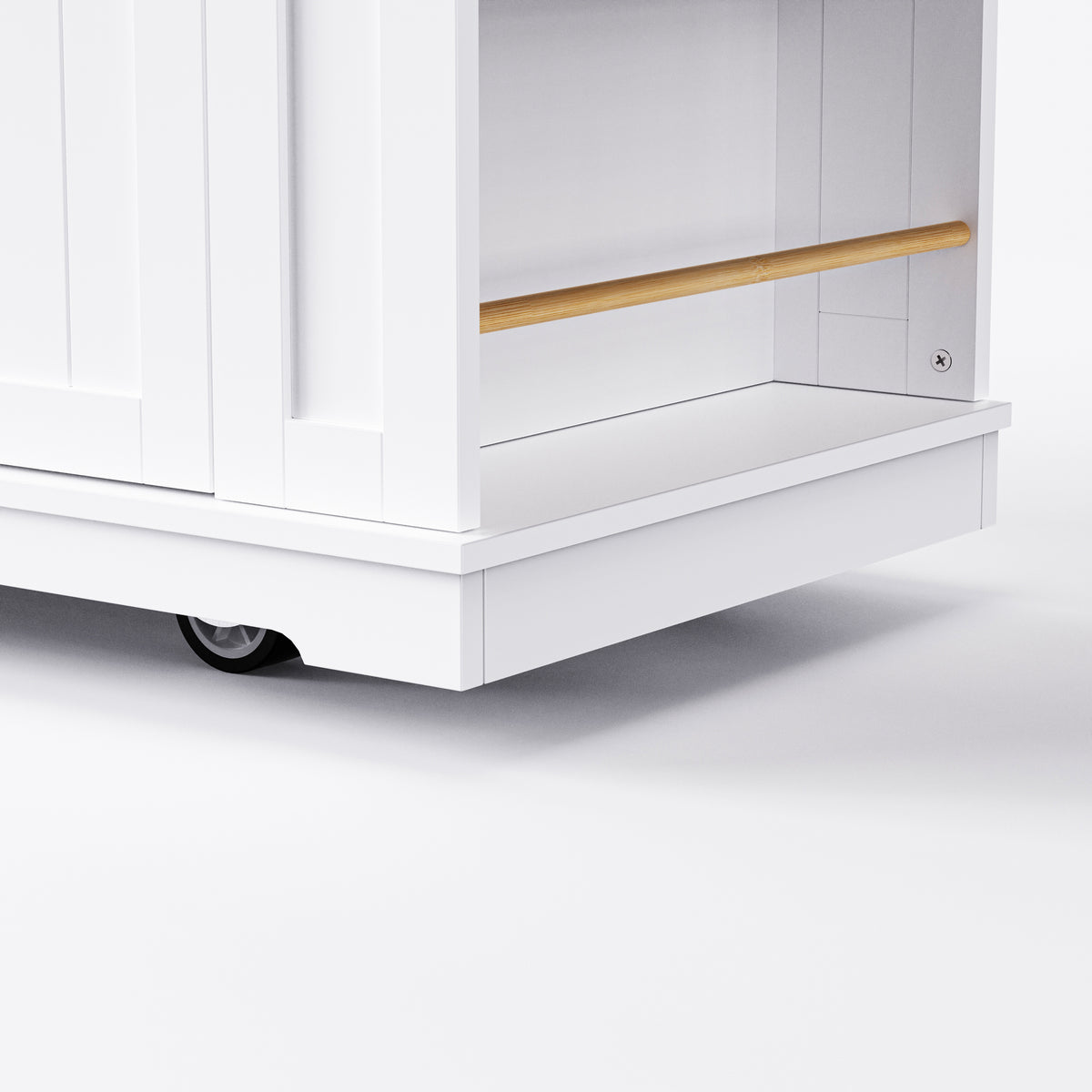 K&K 53Inch Large Kitchen Island With 2 Bar Stools, Power Outlet,Door Internal Storage Rack, Kitchen Storage Cart On 5 Wheels With Drop Leaf, 5 Open Side Racks, 3 Drawers, For Kitchen,Dining