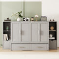 Full Size Murphy Bed With Shelves, Drawers And Usb Ports,Gray Gray Mdf Lvl