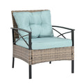 Patio Furniture, Outdoor Furniture, Seasonal Pe Wicker Furniture, Four Set Wicker Furniture With Black Metal Table Yes Brown Seats 4 Pe Rattan Iron Waterproof Fabric