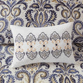 6 Piece Reversible Quilt Set With Throw Pillows Navy Tan King Cal King King Navy Cotton