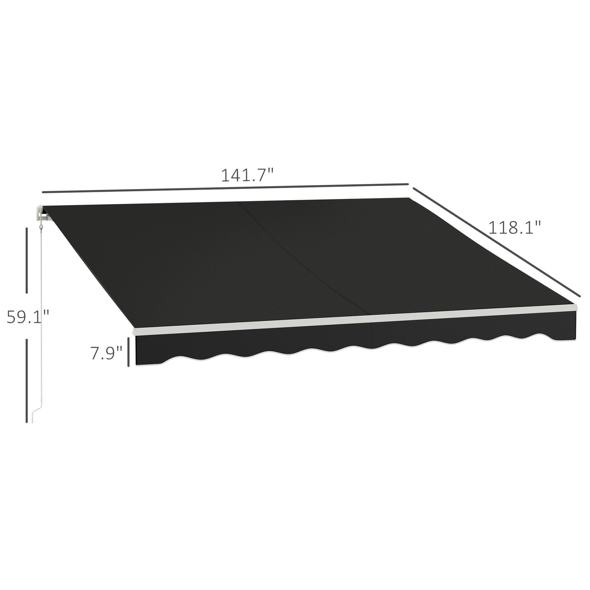 Outsunny 12' X 10' Electric Awning, Retractable Awning, Uv Protection Sun Shade Shelter With Remote Controller And Manual Crank Handle For Deck, Balcony, Yard, Black Black Aluminum