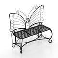 Butterfly Cast Metal Garden Bench, Outdoor Bench Patio Seat, Park Bench Outdoor Seating For Garden, Yard, Park, Entryway Black Garden & Outdoor 2 Person Seating Group Metal