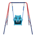 Xns067B Green And Blue Interesting 2 In 1 Baby Swing Mental Plastic Safe Swing Set 110Lbs For Outdoor Playground For Age 3 Blue Red Steel