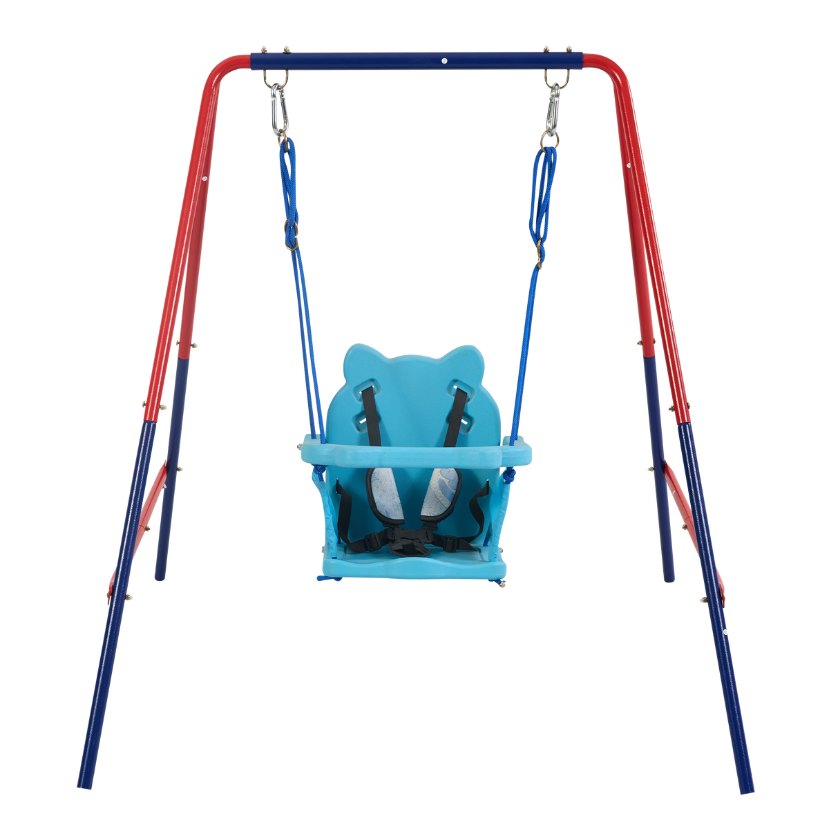 Xns067B Green And Blue Interesting 2 In 1 Baby Swing Mental Plastic Safe Swing Set 110Lbs For Outdoor Playground For Age 3 Blue Red Steel