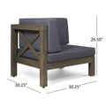 Brava X Back 4 Piece Sofa Set, Dark Grey Dark Grey Acacia Wood