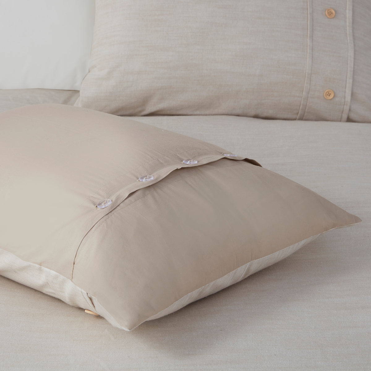 3 Piece Organic Cotton Oversized Duvet Cover Set Natural King Cal King Natural Cotton