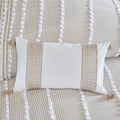 Embroidered Cotton Oblong Decorative Pillow Taupe 12X20