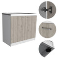 Freestanding Sink, Double Door Cabinet, Two Shelves, White Light Gray Multicolor Solid Wood Mdf Engineered Wood