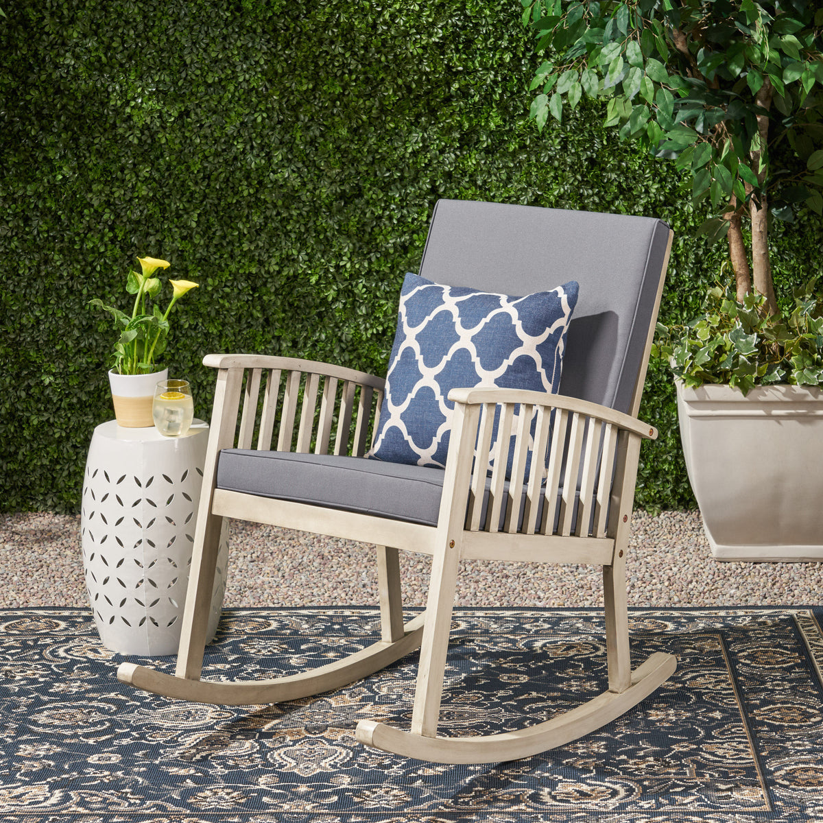 Casa Acacia Rocking Chair Grey Acacia Wood