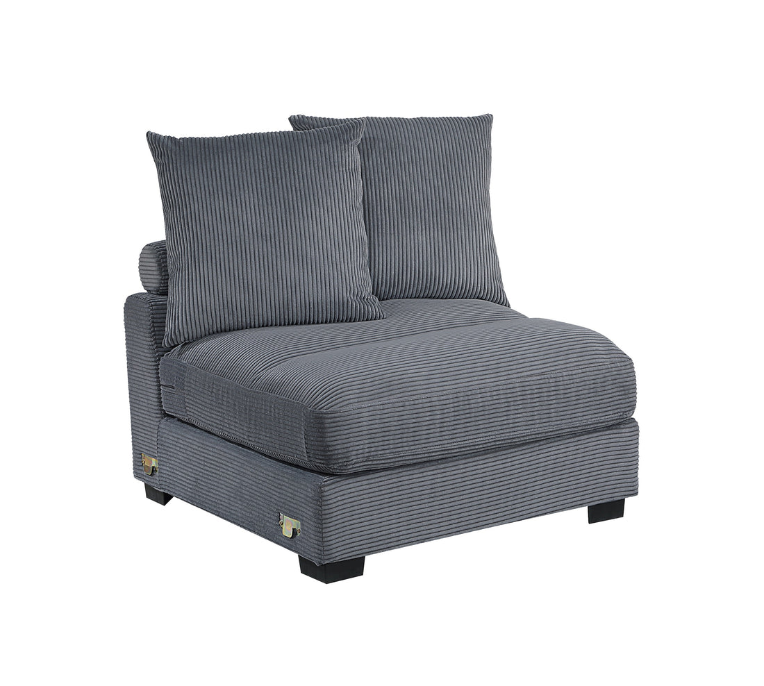 Living Room Furniture Armless Chair Dark Gray Corduroy 1Pc Armless Chair Soft Cushion Wood Legs Dark Gray Primary Living Space Contemporary,Modern Corduroy