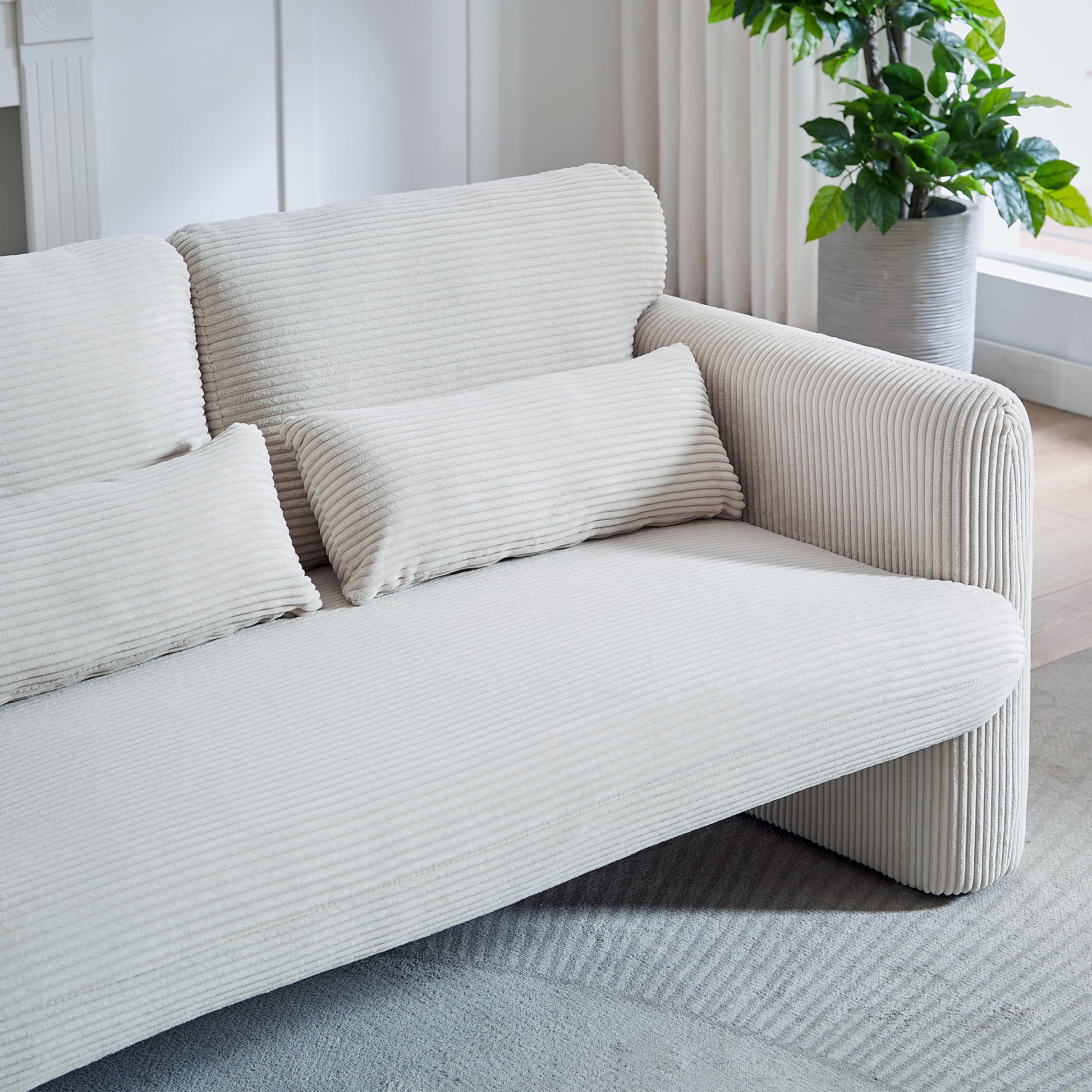 60"Corduroy Fabric Loveseat Sofa With 60"Loveseat Sofa, Modern Sofa With Support Pillow, For Apartment, Office, Living Room & Bedroom Beige Corduroy 2 Seat