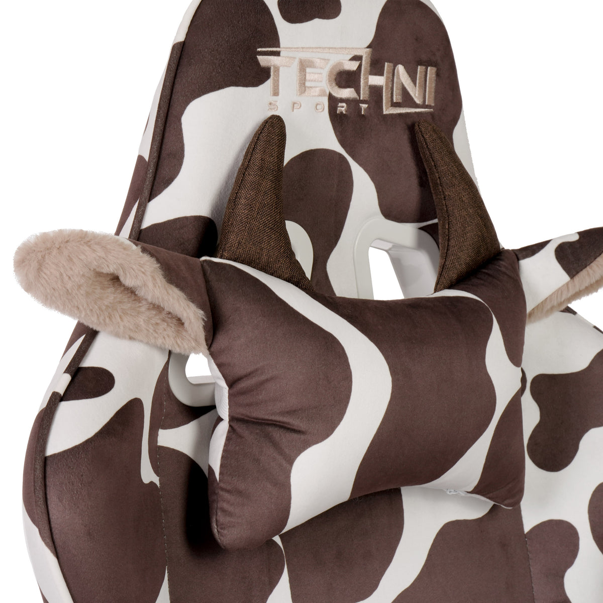 Techni Sport Ts85 Brown Cow Series Gaming Chair Caster Nylon Brown Office Spot Clean Rectangular Modern Handle Office Chairs Solid Back Fabric Metal