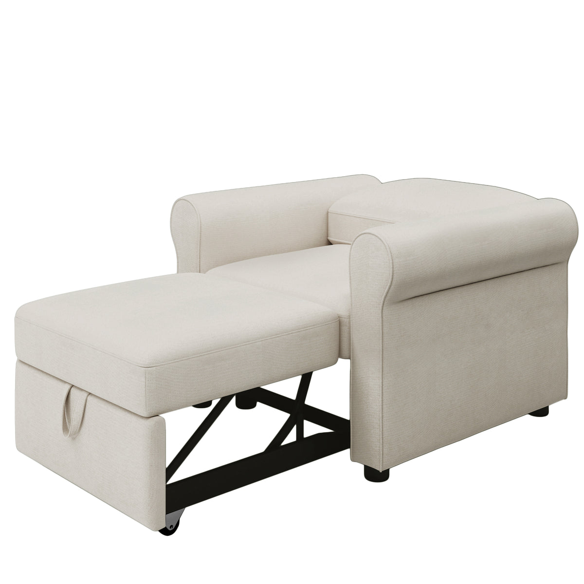 3 In 1 Sofa Bed Chair, Convertible Sleeper Chair Bed,Adjust Backrest Into A Sofa,Lounger Chair,Single Bed,Modern Chair Bed Sleeper For Adults,White Old Sku:Wf301161Aab White Linen
