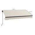 Outsunny 8' X 6.5' Retractable Awning, Patio Awning Sunshade Shelter With Manual Crank Handle, 280Gsm Uv Resistant Fabric And Aluminum Frame For Deck, Balcony, Yard, Beige And White Beige Polyester