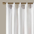 Poly Printed Curtain Panel With Tufted Stripe And Lining White Brown 50X95