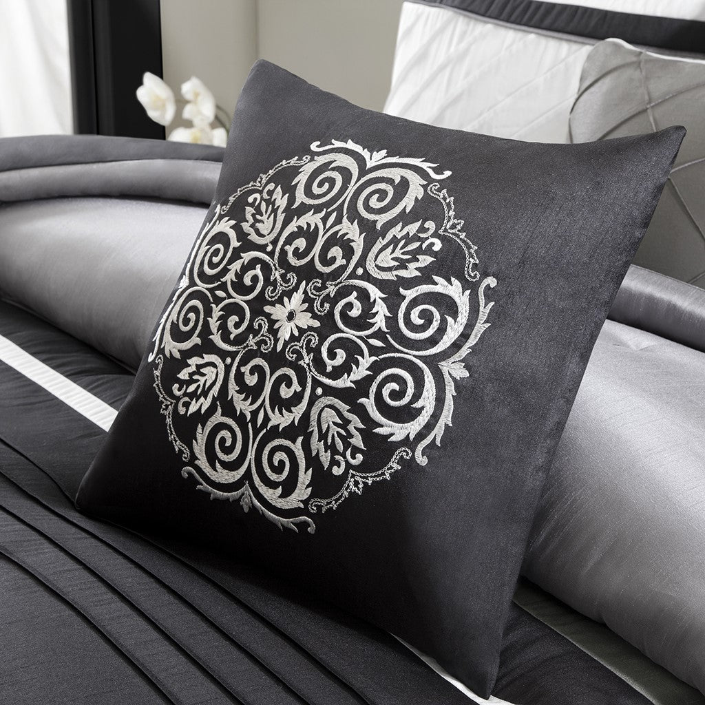 7 Piece Comforter Set Grey King King Grey Polyester