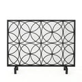 Thayer Single Panel Iron Fireplace Screen Black Primary Living Space American Design,Antique,Classic Iron