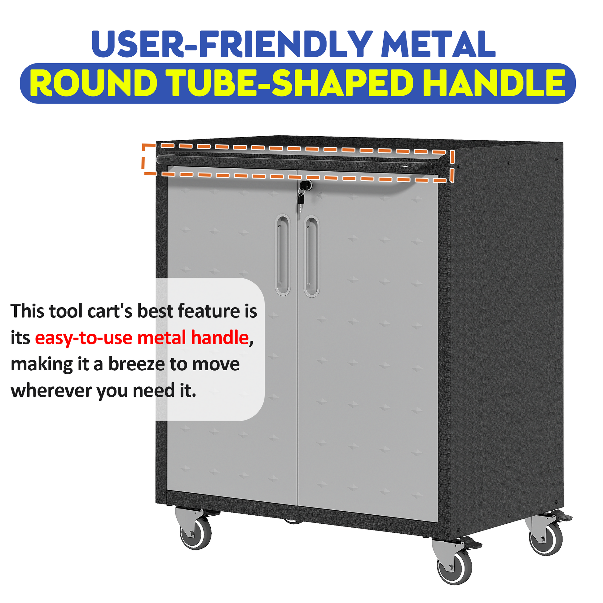 Heavy Duty Metal Garage Storage Cabinet With Wheels Sturdy And Durable Tool Storage Cabinet For Garage, Office, And Home Organizer Solutions Black Gray Steel