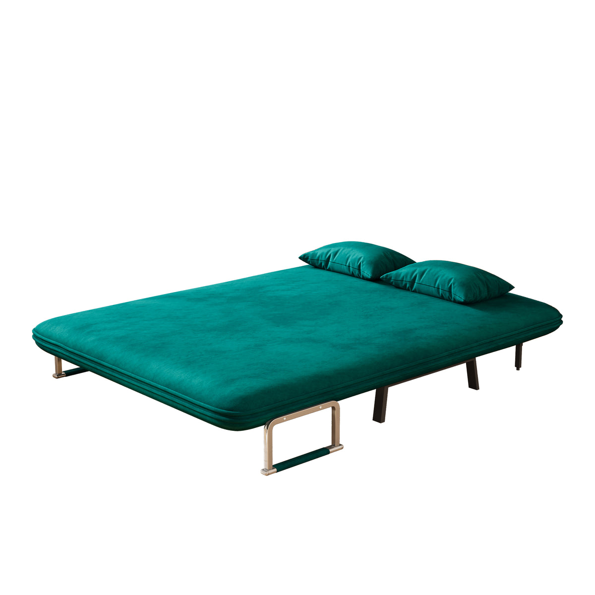 Velvet Antique Green 55 Convertible Chair Bed, Tri Fold Sofa Bed With Adjustable Backrest & Pillow, Leisure Chaise Lounge Couch With Sturdy Steel Frame For Home & Office, Comfortable Sleeper Chair Antique Green Velvet Metal Primary Living Space Medium