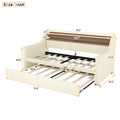 Twin Size Daybed With Trundle, Upholstered Daybed With Charging Station And Led Lights, White Expect Arrive Date:May 20Th. Twin White Pu Leather