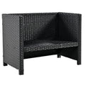 Spa Surround Spa Frame Quadrilateral Outdoor Rattan Sectional Sofa Set With Mini Sofa,Wooden Seats And Storage Spaces, Beige Yes Beige Water Resistant Frame Water Resistant Cushion Garden & Outdoor Sectional Seating Groups Foam Rattan Waterproof Fabric