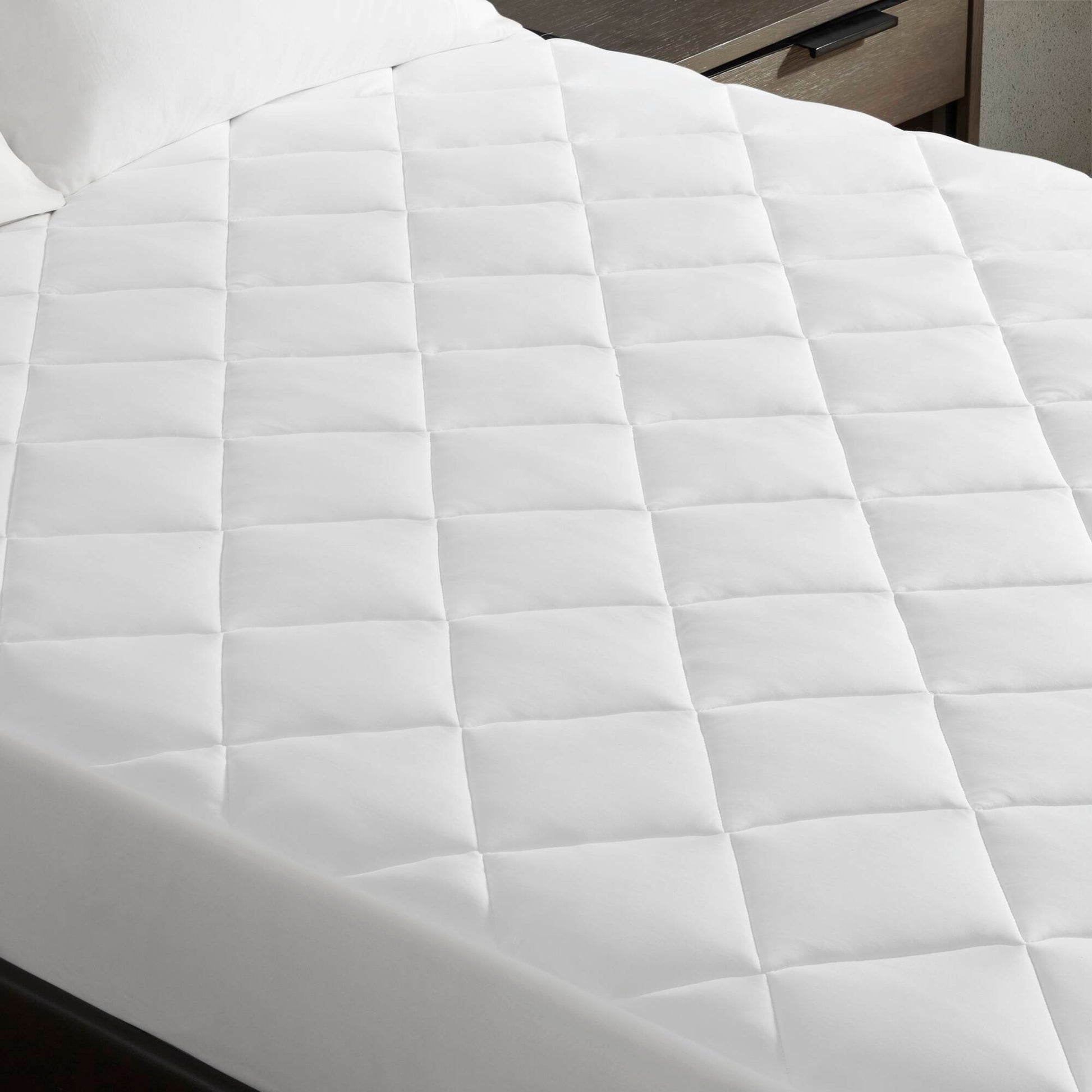 Overfilled Deep Pocket Mattress Pad White King White Nylon King