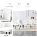 Table And Chair Set.Modern Minimalist Dining Table. White Imitation Marble Pattern Sintered Stone Desktop With Golden Metal Legs.Paried With 4 Comfortable Chairs With Pu Seats And Black Metal Legs.