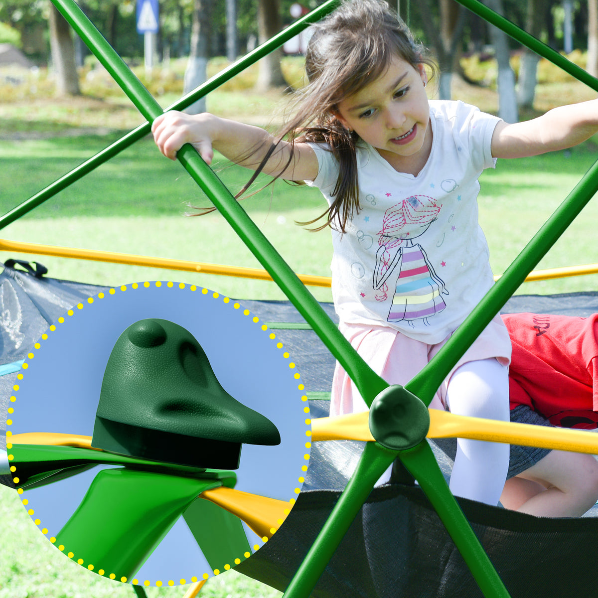 13Ft Geometric Dome Climber Play Center, Kids Climbing Dome Tower With Hammock, Rust & Uv Resistant Steel Supporting 1000 Lbs Yellow Metal