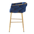 28'' Modern Counter Stools Set Of 2,Dark Blue Counter Stools With Iron Frame,Soft Back And Cushion,Footrest,Suitable For Kitchen Bedroom Dining Room. Iron Dark Blue Kitchen Sponge Modern Set Of 2
