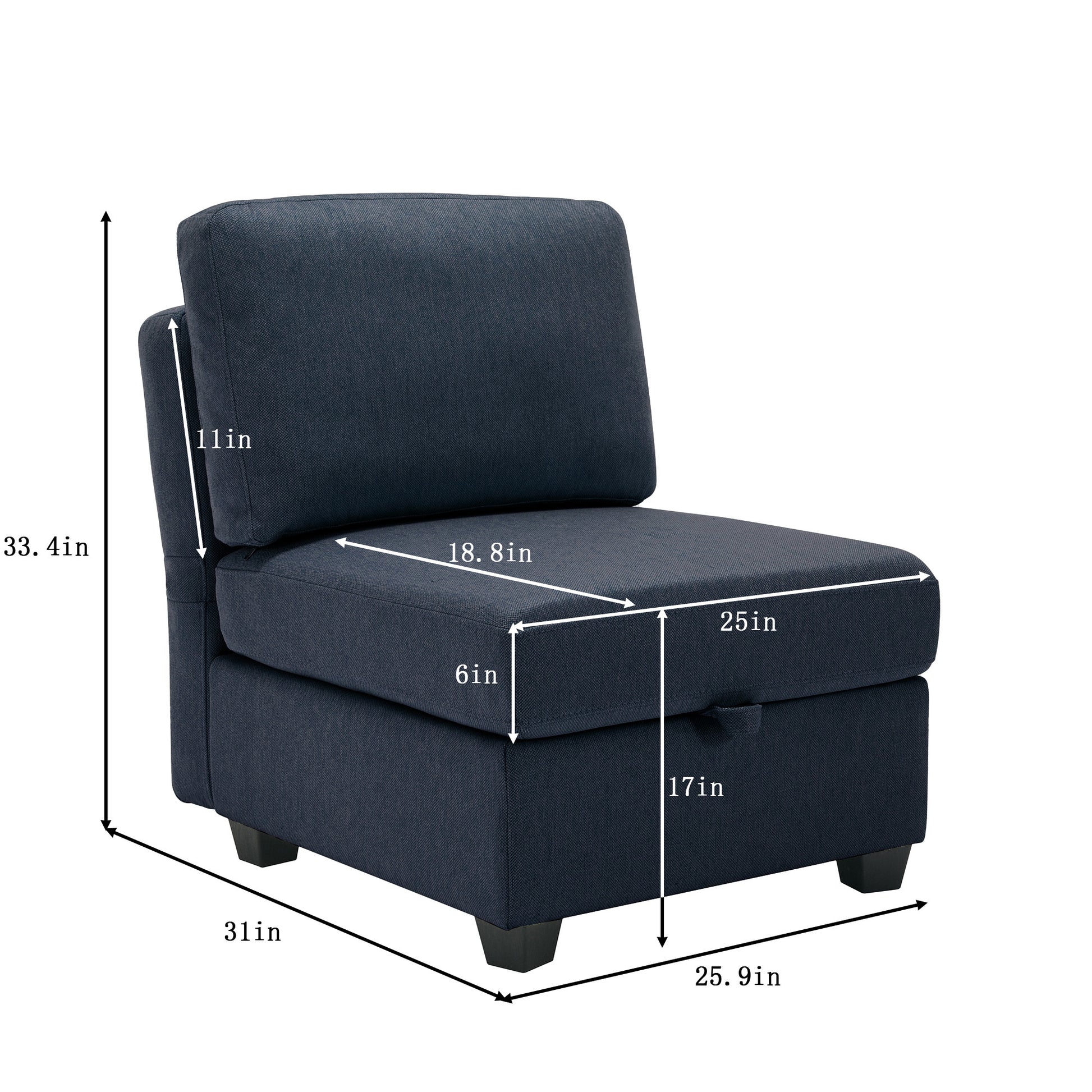 Fabric Modern Modular Sofa Couch With Storage Seats Modular Sectional Sofa 4 Seater Modular Couch For Living Room Blue Blue Polyester 4 Seat