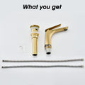 Single Hole Bathroom Sink Faucet With Pop Up Drain And Water Supply Hose, Single Handle Bathroom Faucet One Brushed Gold Bathroom 1 Hole Faucets Brass