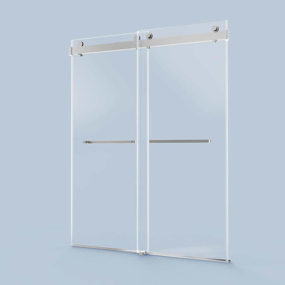 56 60 Inches W *76 Inches H Frameless Double Sliding Soft Close Shower Door In Brushed Nickel,3 8 Inches 10Mm Thick Sgcc Tempered Glass Door Brushed Nickel Glass Metal