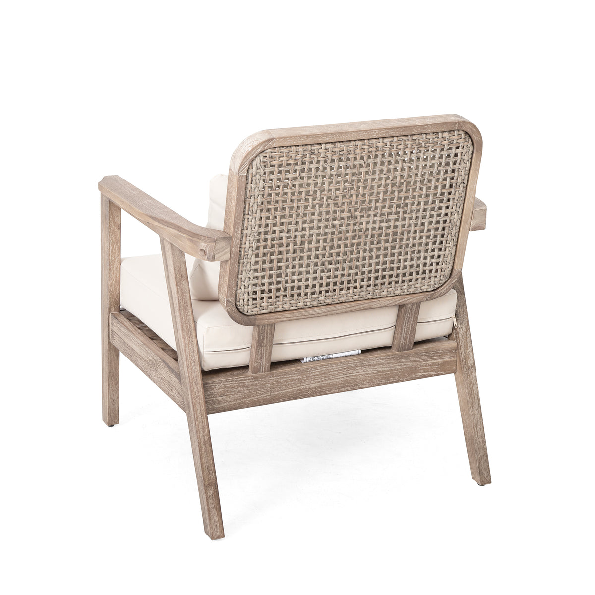 Outdoor Acacia Wood Patio Club Chair, Patio Furniture,Waterproof Thick Cushion Deep Seating For Porch, Garden, Backyard, Balcony, Weight Capacity 400Lbs, Light Brown Finish, Cream Cushion Deep Seating Light Brown Garden & Outdoor Foam Acacia Wood