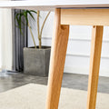 Table And Chair Set. White Sintered Stone Tabletop, Rubberwood Legs, Foldable Computer Desk, Foldable Desk. Solid Wood Dining Chair With Small Curved Backrest And Pu Cushions. Zd 1545 Dx 2361 Wood Seats 6 Wood