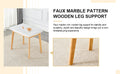 Table And Chair Set. White Sintered Stone Tabletop, Rubberwood Legs, Foldable Computer Desk, Foldable Desk. Solid Wood Dining Chair With Small Curved Backrest And Pu Cushions. Zd 1545 Dx 2361 Wood Seats 6 Wood