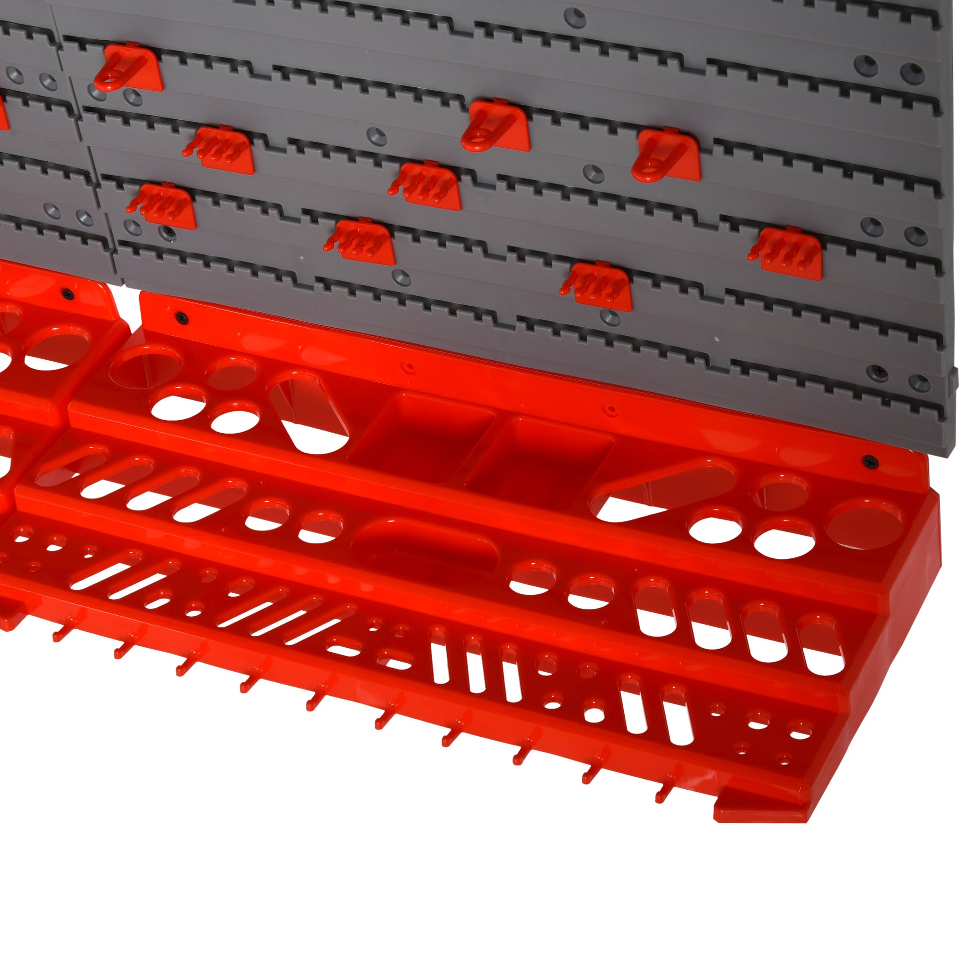 Durhand 54 Piece Pegboard And Shelf Tool Organizer Wall Mounted Diy Garage Storage With 50 Hooks Grey Plastic
