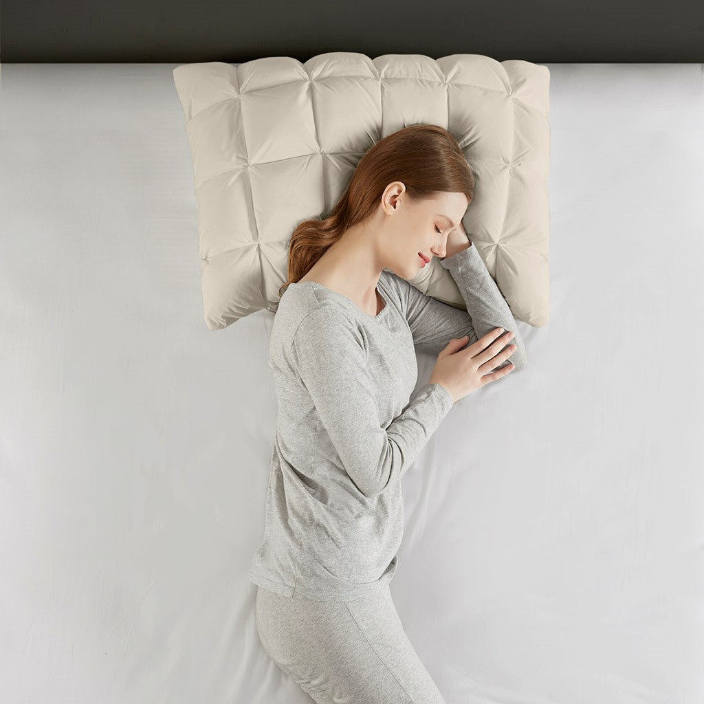 Overfilled Pillow Protector Single Piece Standard Size Beige Polyester
