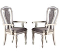 Transitional 9Pc Dining Set Dining Table W Oak Top 6Xside Chairs And 2X Arm Chairs Cushion Seat Antique White Kitchen Dining Room Wood Dining Room Distressed Finish Rubberwood Rectangular Dining Table With Chair Wood Wood Antique White,Gray,Oak Seats 8